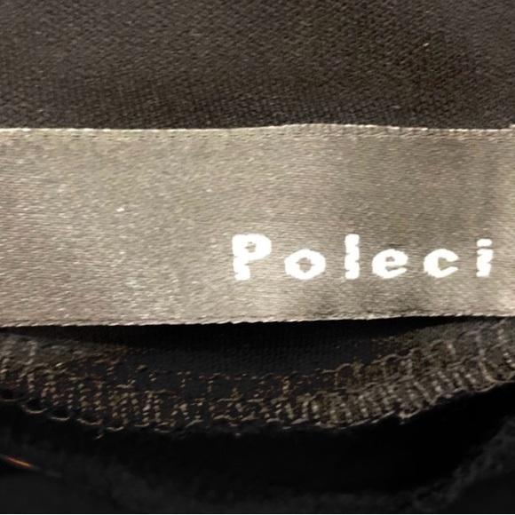 Poleci mock neck long dress in black with slit with long sleeves - Picture 6 of 6